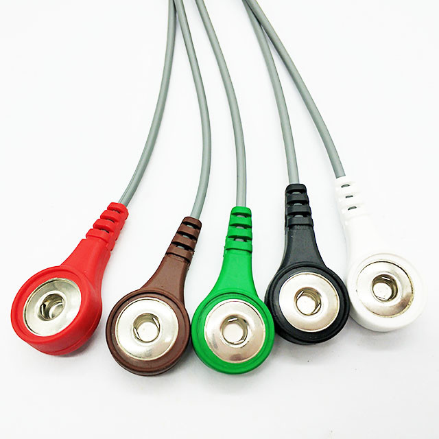 HP 4 Leads Anti Electricity holter Cable , High Strength Continuous Ecg Monitoring Holter cable grey